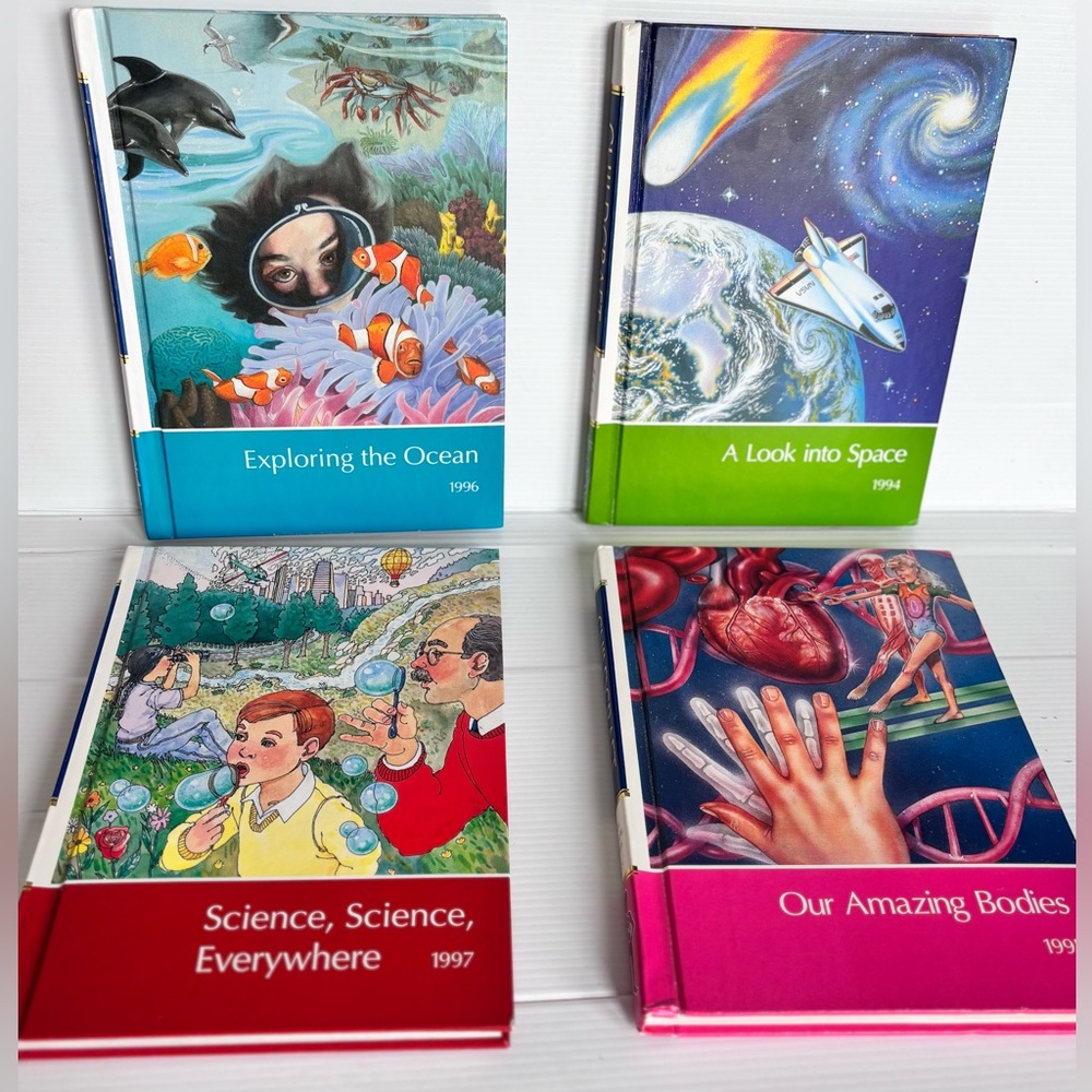Vintage 90s Science Book Set Kids Ocean Space Body